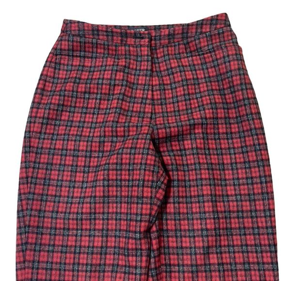 J. Crew Red Plaid Wool Blend Pants Sz 4 - Picture 3 of 15